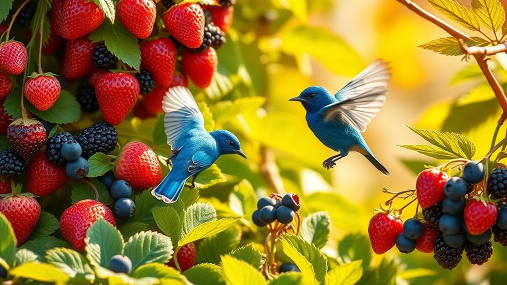 bluebirds enjoy sweet fruits