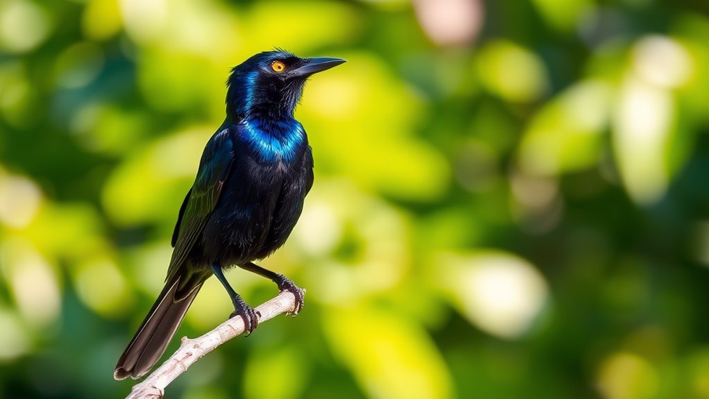common blackbird with iridescence