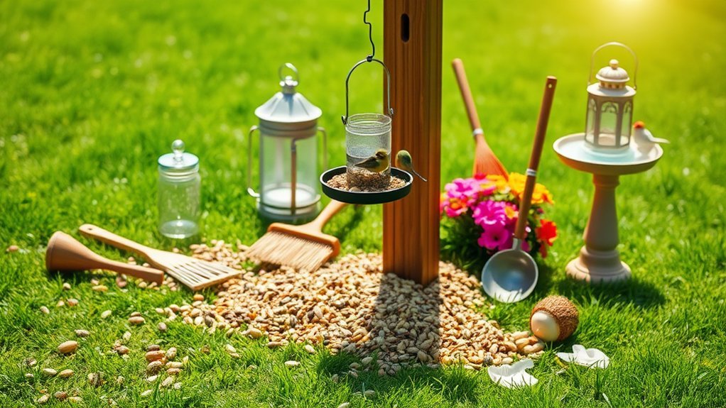 effective bird feeder cleanup