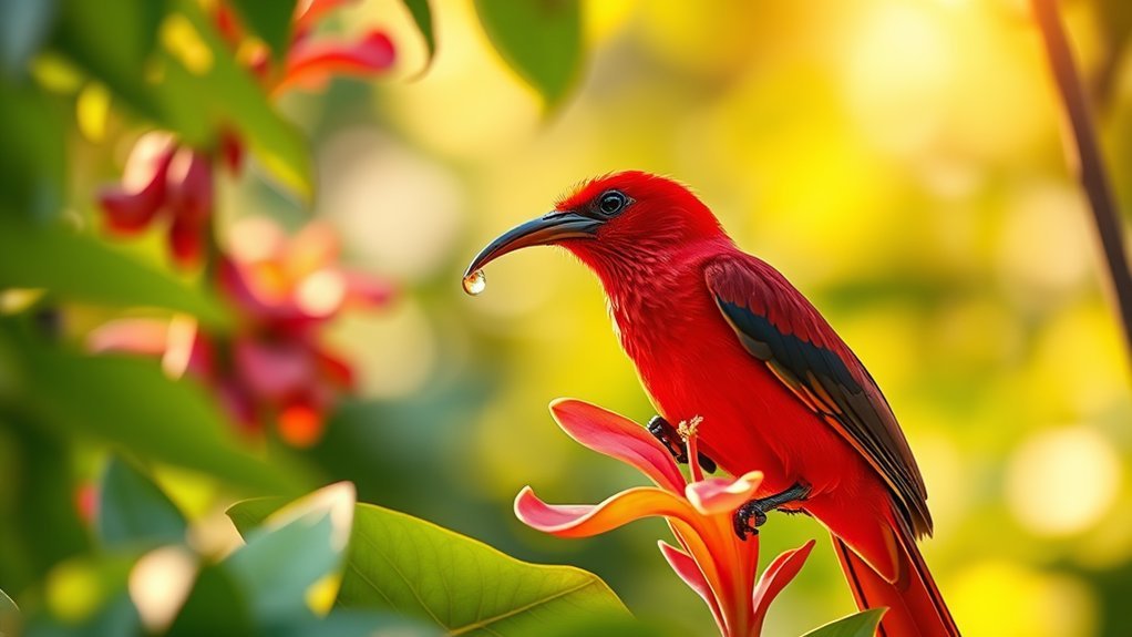 Red-Headed Birds of Hawaii: Rare and Beautiful Species 3 hawaiian bird loves nectar