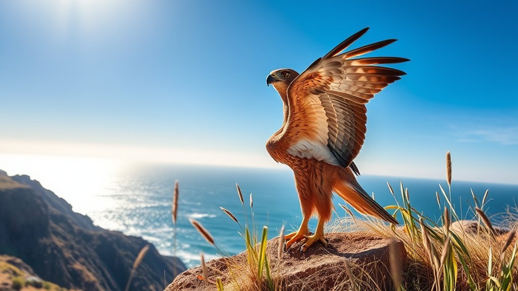hawk hunting and feeding