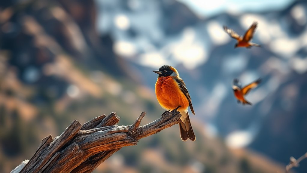orange and black birds