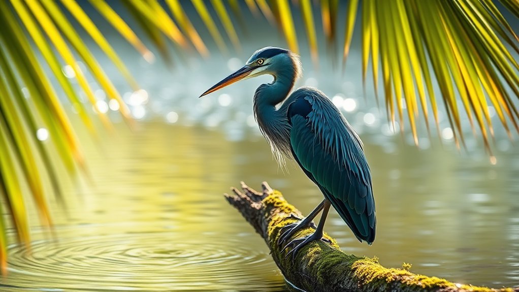 sneaky solitary fishing bird