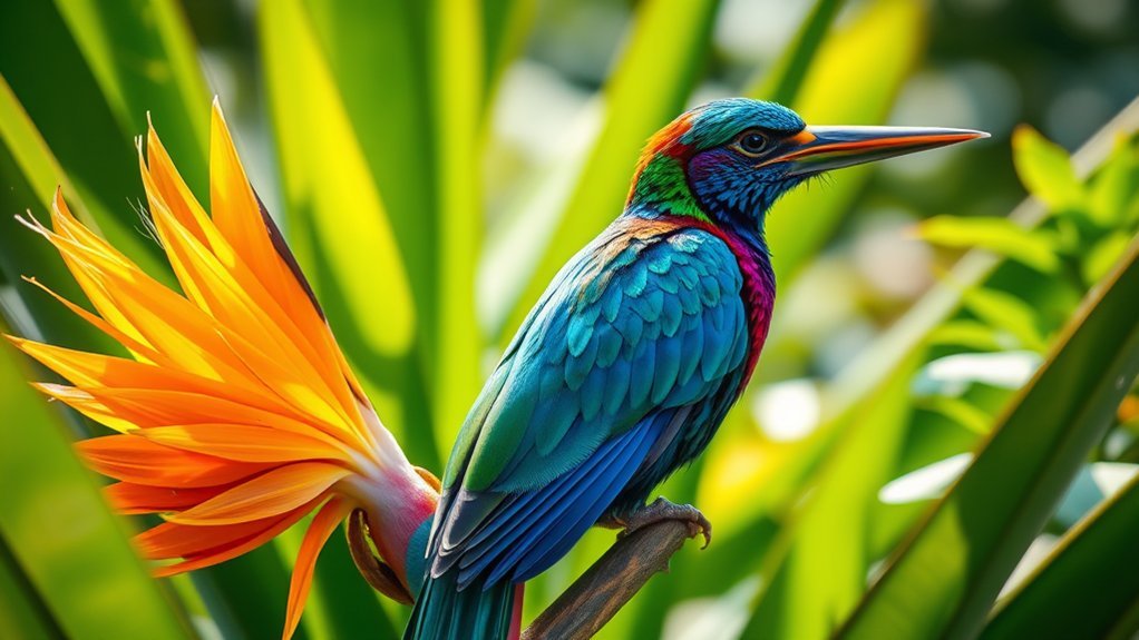 vibrant feathers of birds