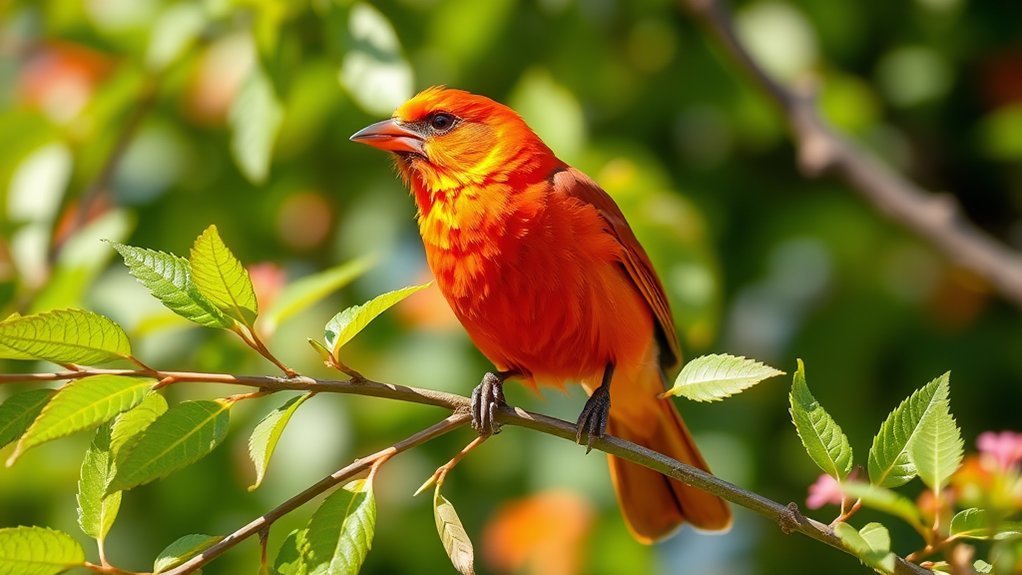 vibrant red bird species