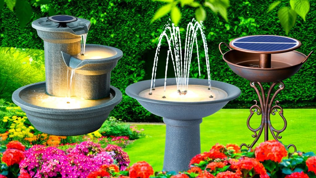 solar bird baths with fountains