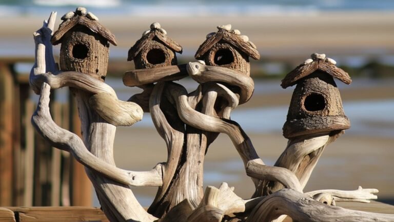 coastal driftwood bird houses